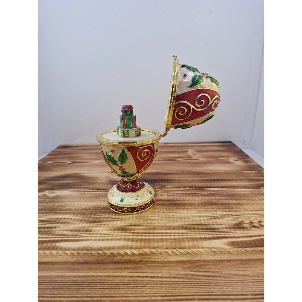 Ornate Decorated Christmas Egg Music Box 